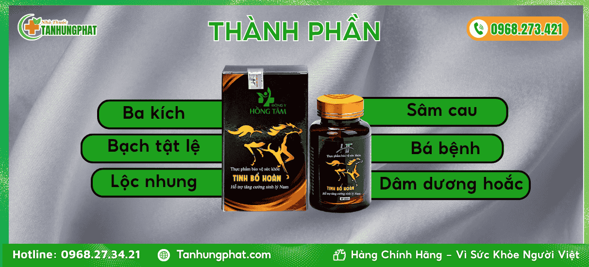 Thành phần của sản phẩm tinh bổ hoàn Hồng Tâm