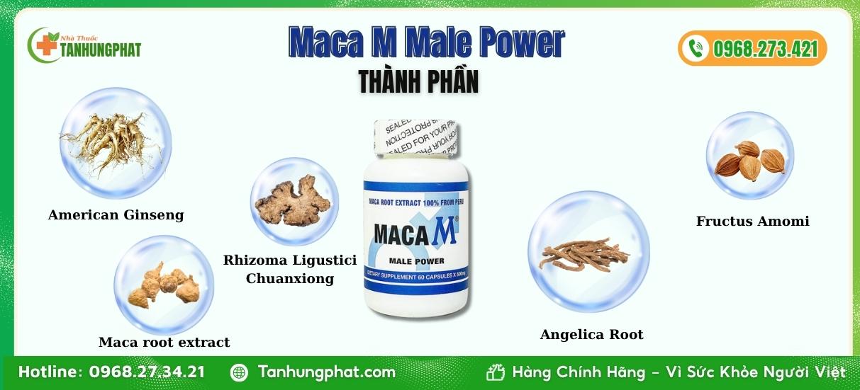 Các thành phần có trong Maca M Male Power