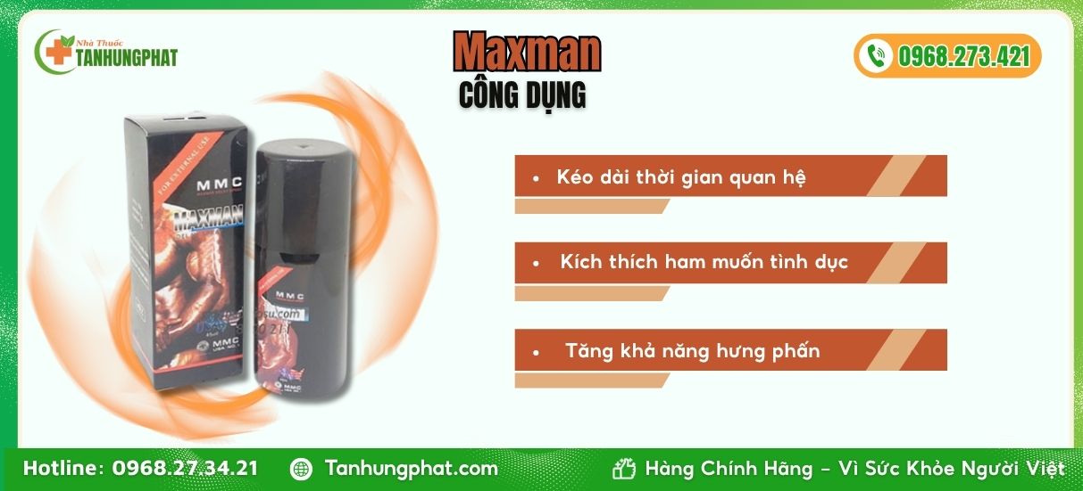 Công dụng của chai xịt chống xuất tinh sớm Maxman