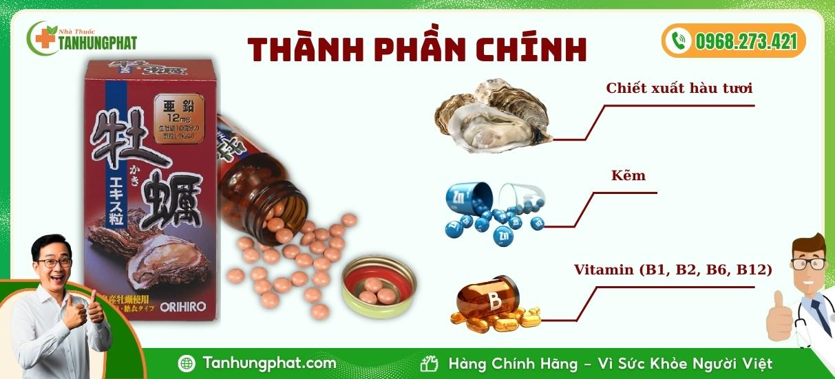Thành phần chính của Tinh Chất Hàu Tươi Orihiro