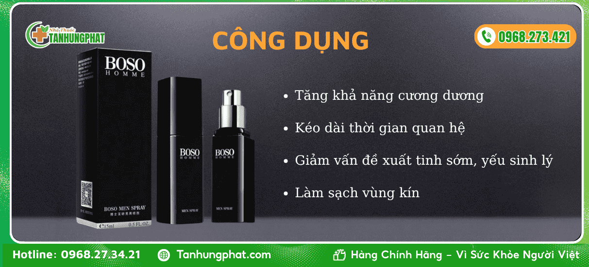 công dụng của chai xịt boso homme