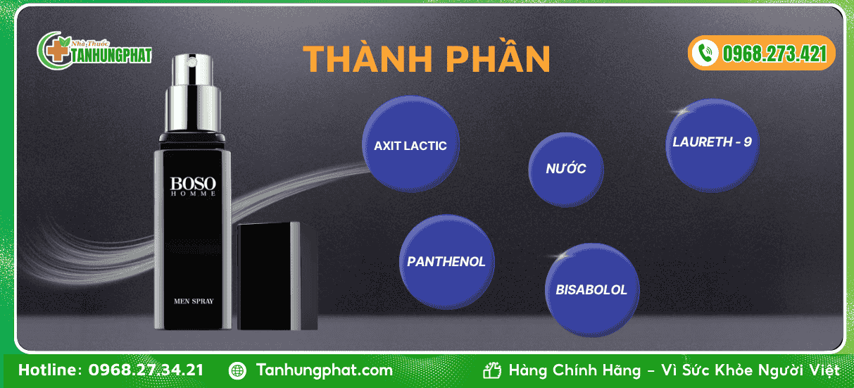thành phần chai xịt boso homme 