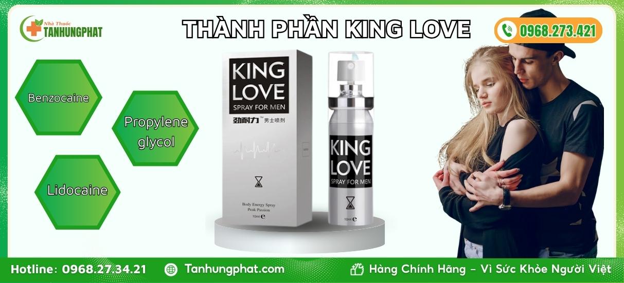 Thành phần chính có trong chai xịt King Love