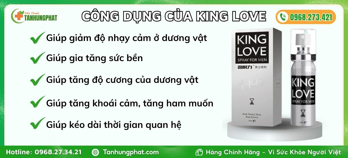 Công dụng nổi bật của chai xịt King Love