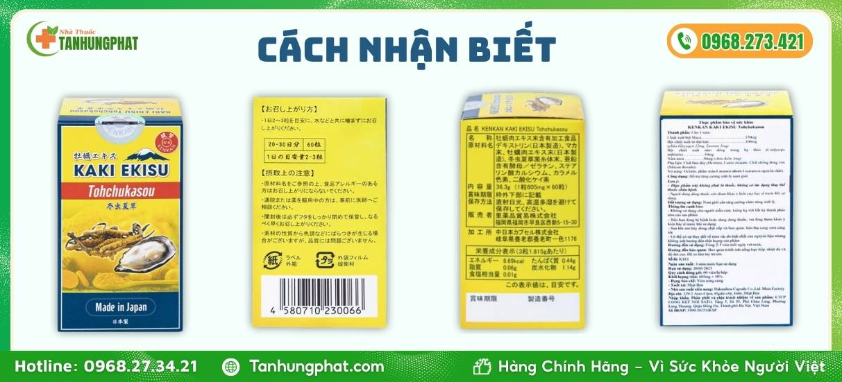 Cách nhận biết Kaki Ekisu Tohchukasou chính hãng