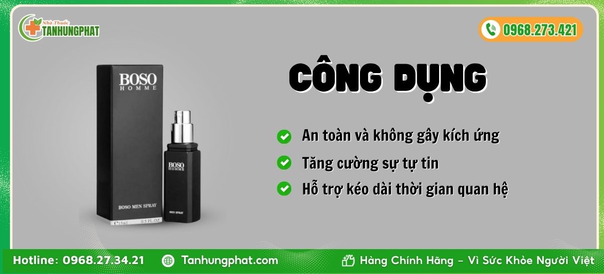 Công dụng sản phẩm Boso Homme Men Spray