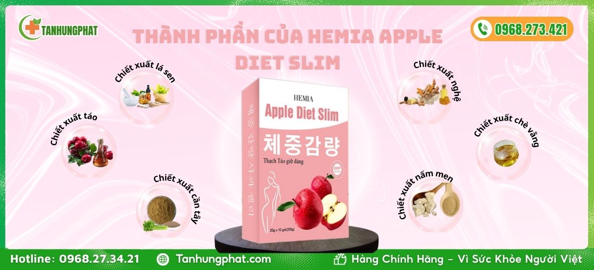 thạch táo hemia apple diet slim