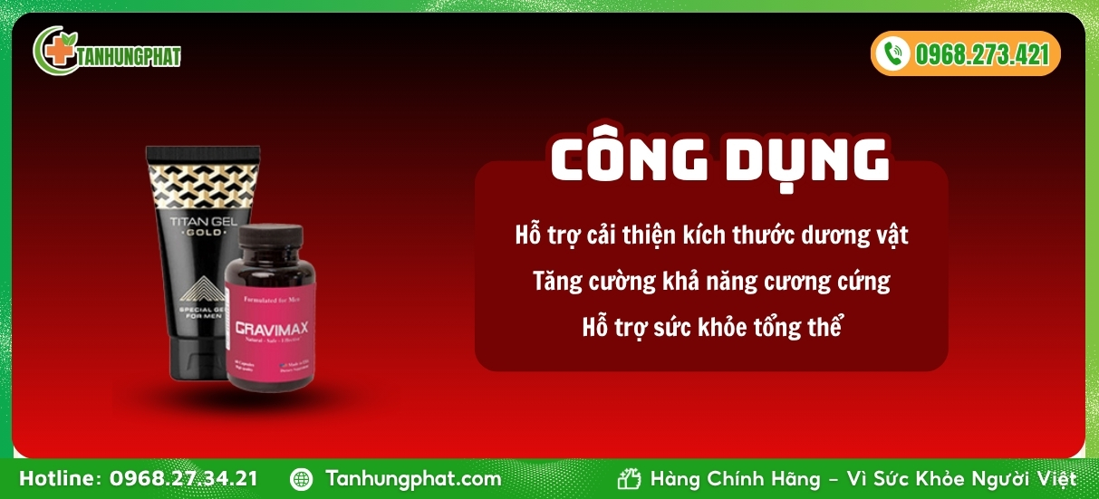 Công dụng combo Cravimax + Gel Titan Gold