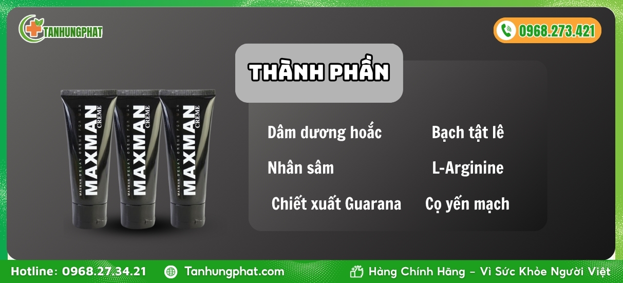 Thành phần combo 3 Gel Maxman