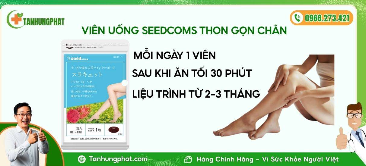 cách dùng Seedcoms viên hỗ trợ thon gọn chân surakyuto
