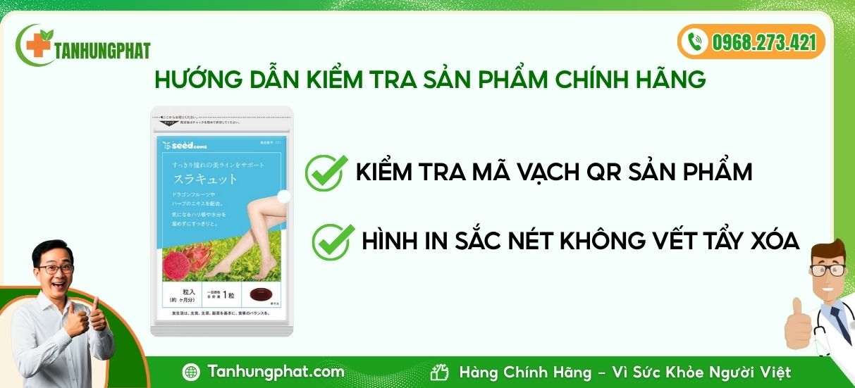 Chứng minh sản phẩm Seedcoms viên hỗ trợ thon gọn chân surakyuto