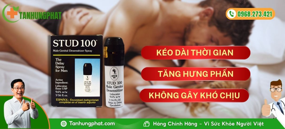công dụng stud100 men xịt chống xuất tính sớm