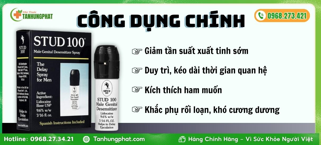 Công dụng chính của chai xịt Stud 100