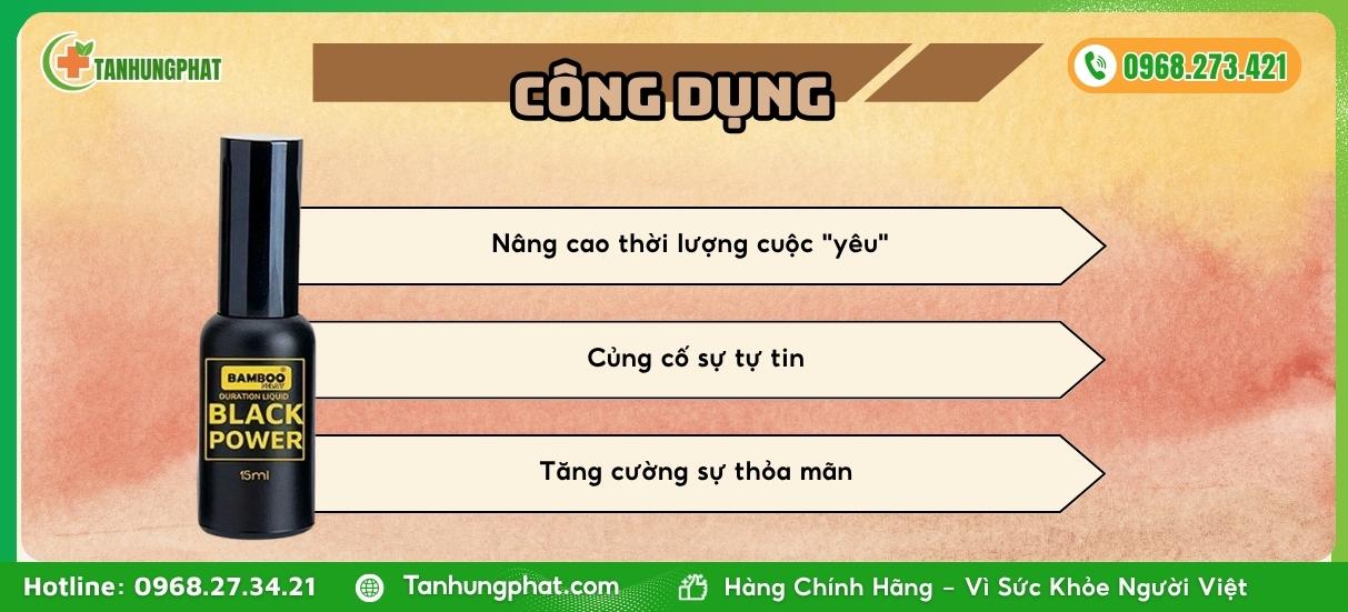 Công dụng của Bamboo Delay Black Power