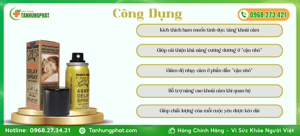 Công dụng 48000 Delay Spray