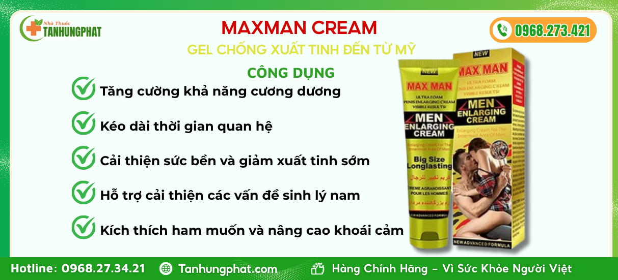 Công dụng thực tế của Maxman Cream