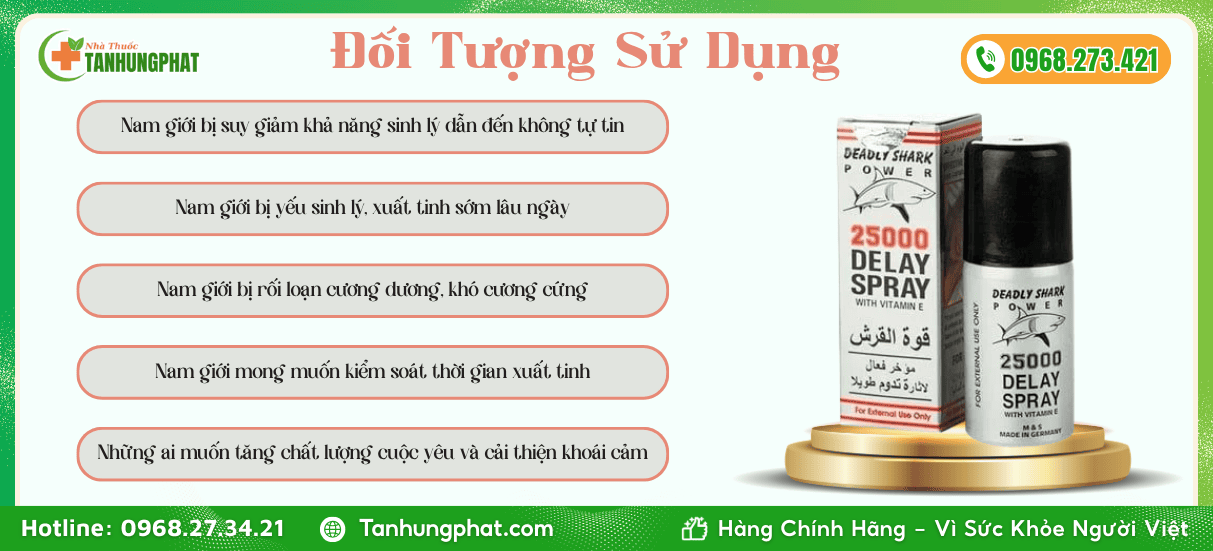 Đối tượng sử dụng 25000 Delay Spray