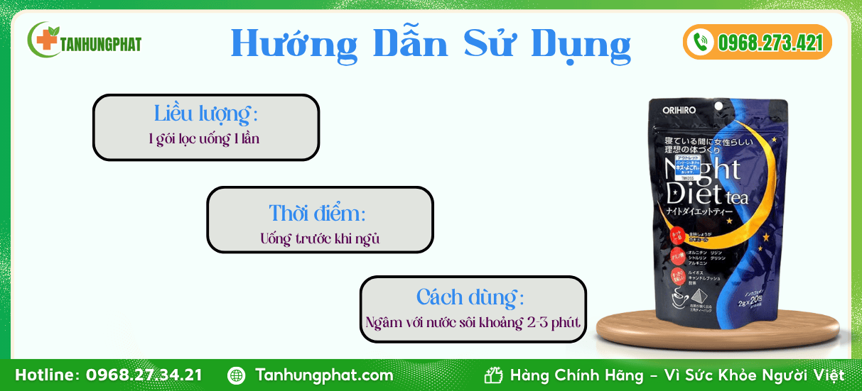 Hướng dẫn dử dụng Orihiro Night Diet Tea