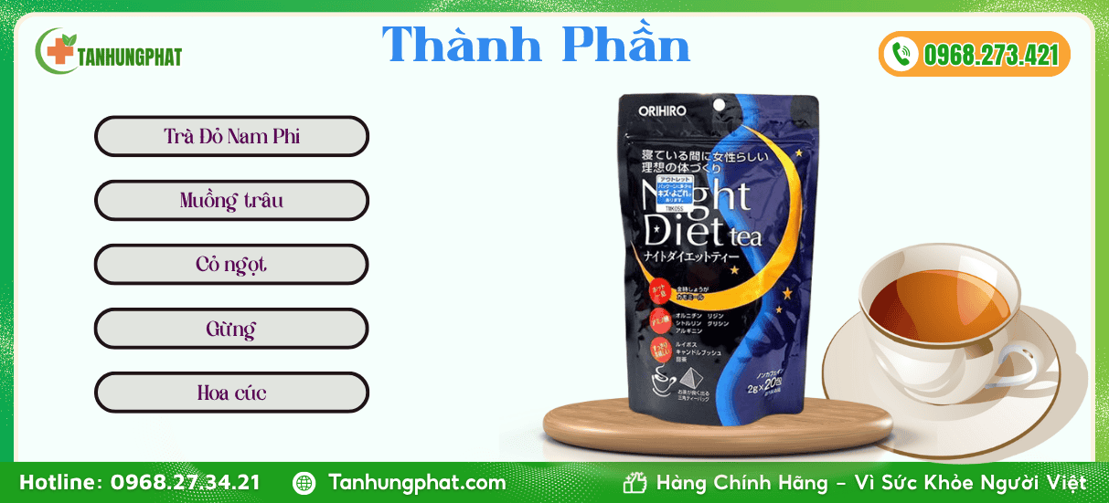 Thành Phần Orihiro Night Diet Tea