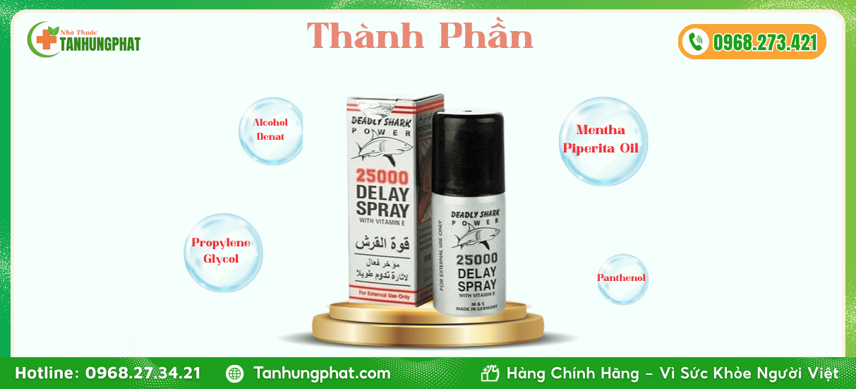 Thành phần 25000 Delay Spray