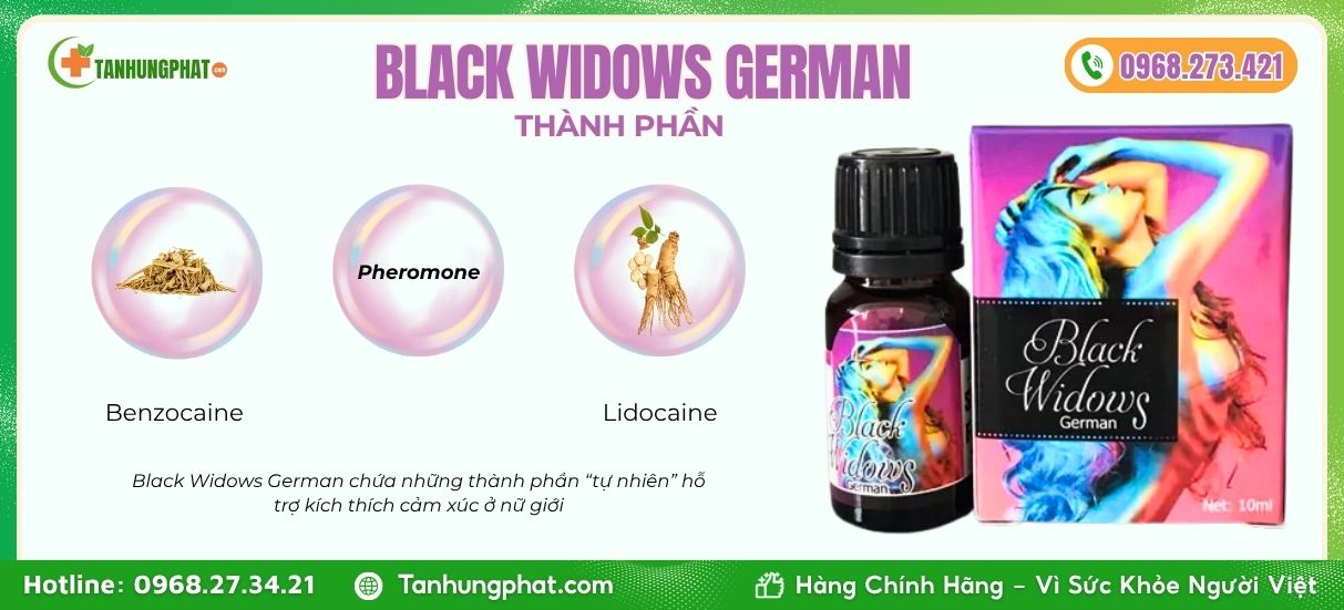 Thành phần Nước uống kích thích Black Widows German