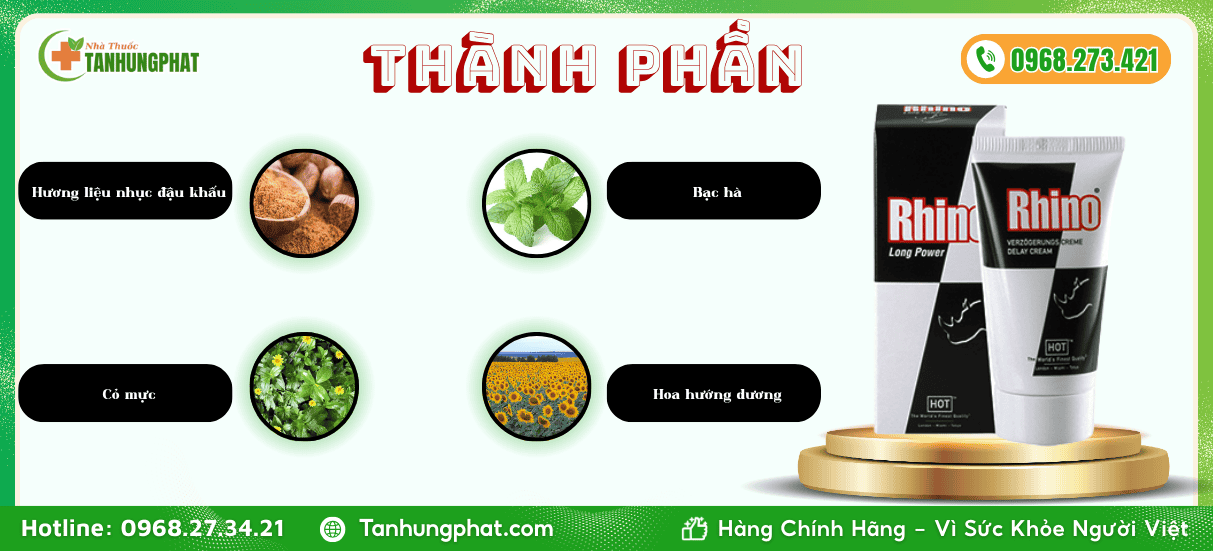 Thành phần Kem tê giác Rhino