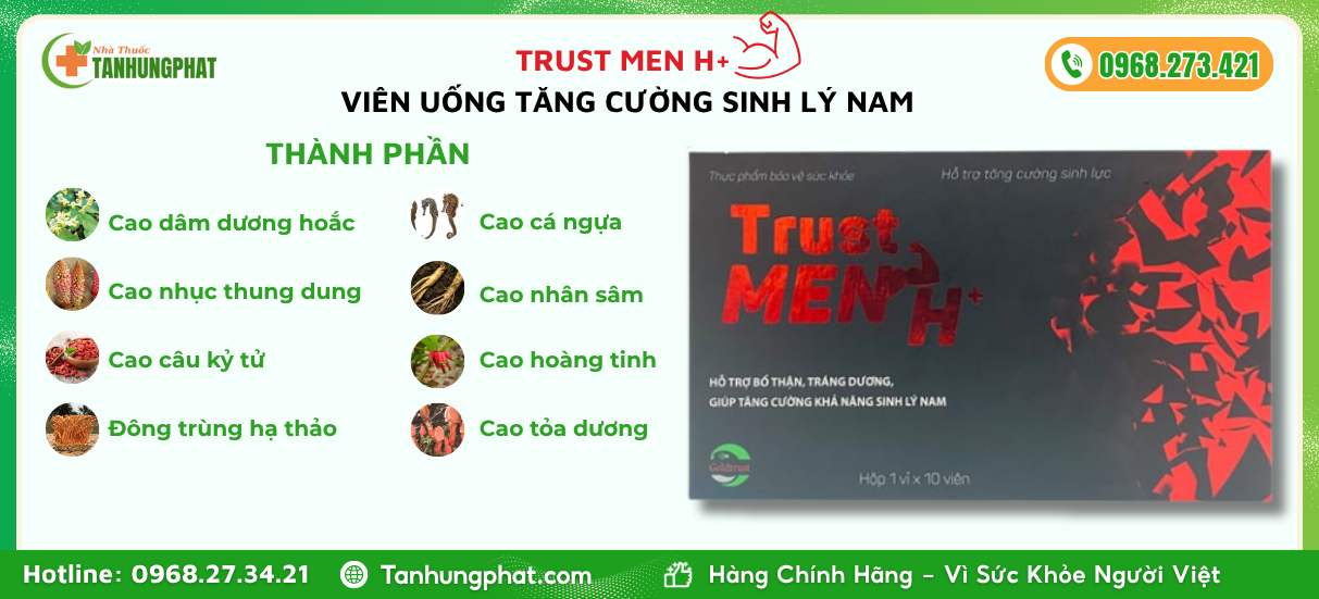 Thành phần có trong 10 viên Trust Men H+