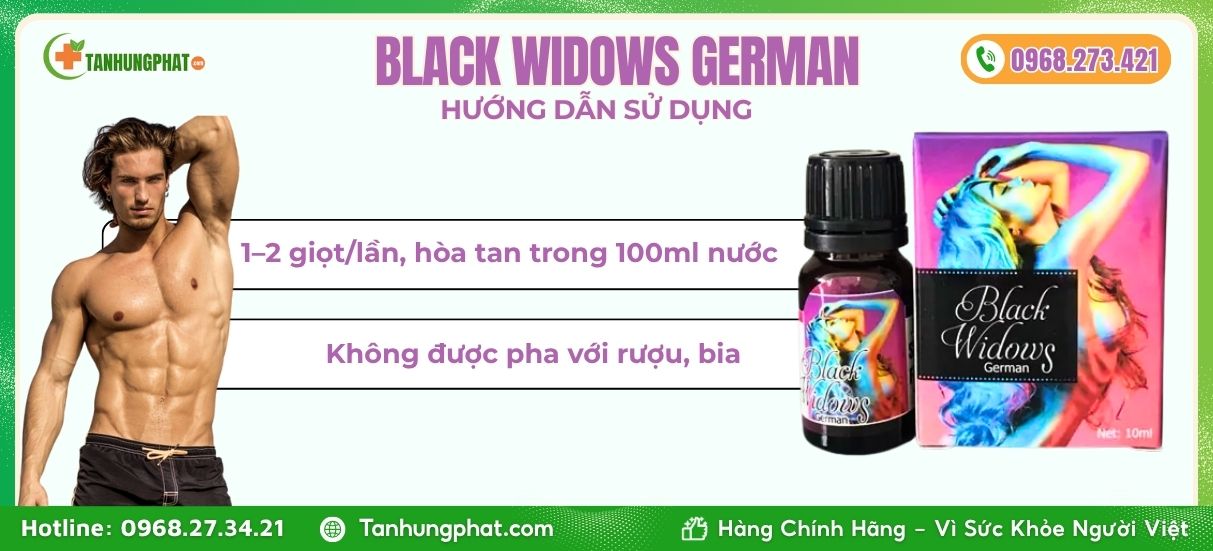 Hướng dẫn sử dụng Nước uống kích thích Black Widows German