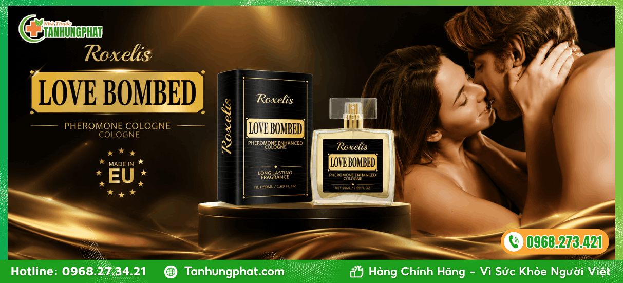 Thông tin về nước hoa kích thích nữ Love Bombed Pheromone Cologne từ Châu Âu