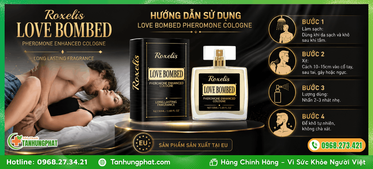 Hướng dẫn sử dụng nước hoa kích thích nữ Love Bombed Pheromone Cologne