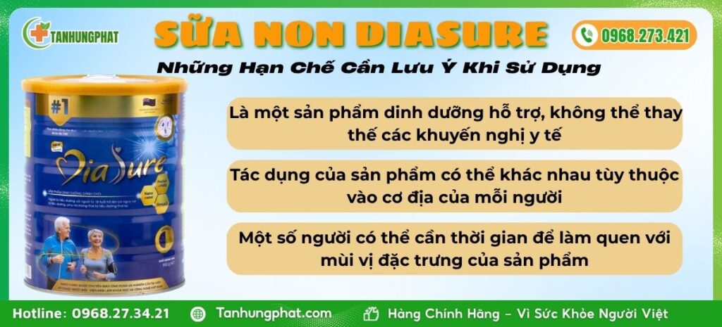 Hạn Chế Cần Lưu Ý Khi Sử Dụng Sữa Non DiaSure