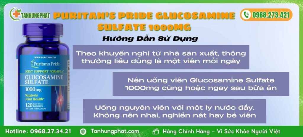 hướng dẫn sử dụng viên uống Puritan's Pride Glucosamine Sulfate 1000mg
