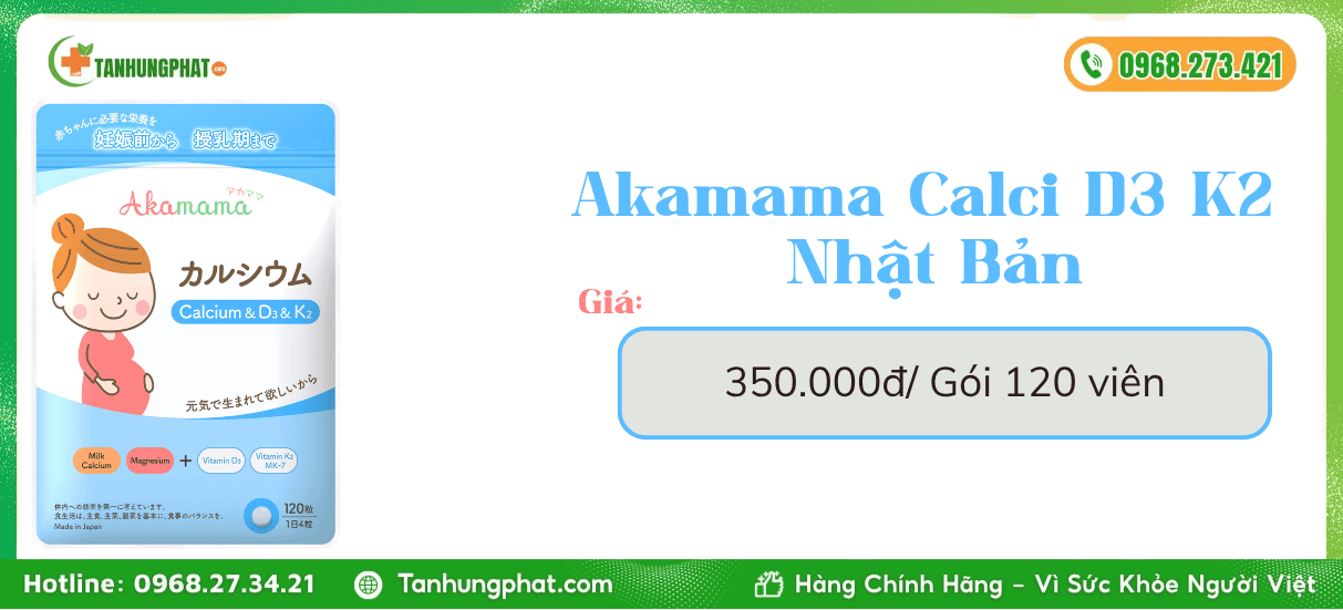 Akamama Calci D3 K2 Nhật Bản Giá Bao Nhiêu