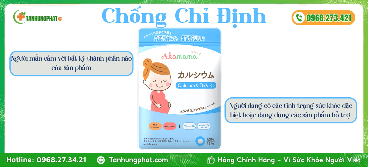 Chống Chỉ Định Akamama Calci D3 K2 Nhật Bản