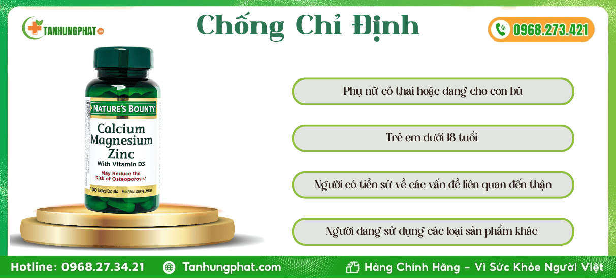 Chống Chỉ Định Nature's Bounty Calcium Magnesium Zinc D3