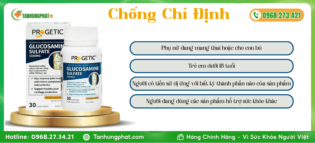 Chống Chỉ Định Progetic Glucosamine Sulfate 1500Mg