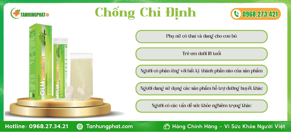 Chống Chỉ Định Viên Sủi Tiểu Đường GluHealth