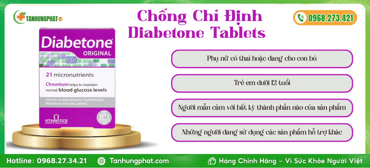 Chống Chỉ Định Viên uống Diabetone Tablets