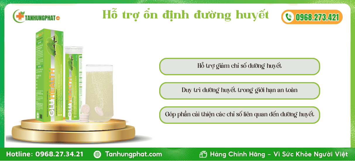 Công Dụng Viên Sủi Tiểu Đường GluHealth 1