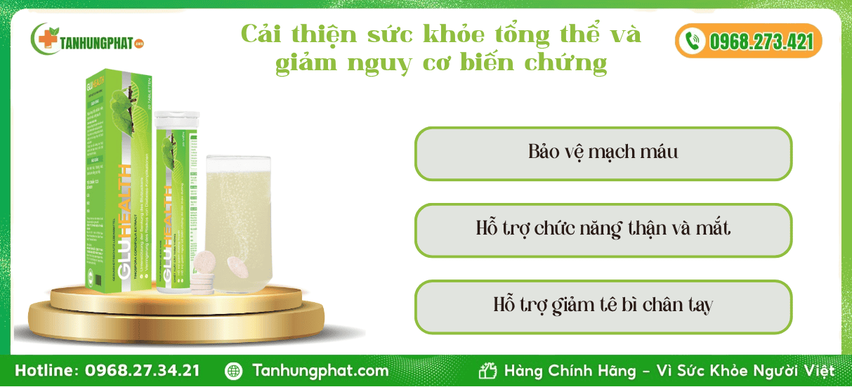 Công Dụng Viên Sủi Tiểu Đường GluHealth 2