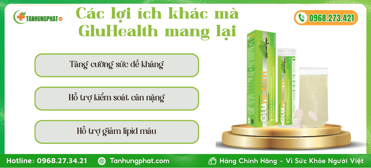 Công Dụng Viên Sủi Tiểu Đường GluHealth 3