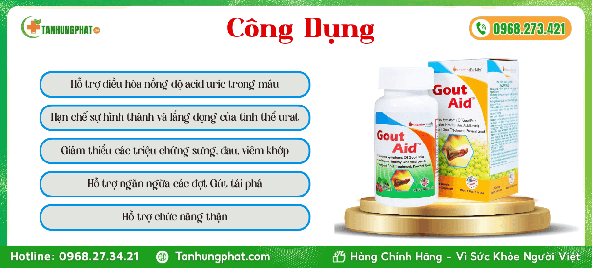 Công Dụng Viên Uống Gout Aid