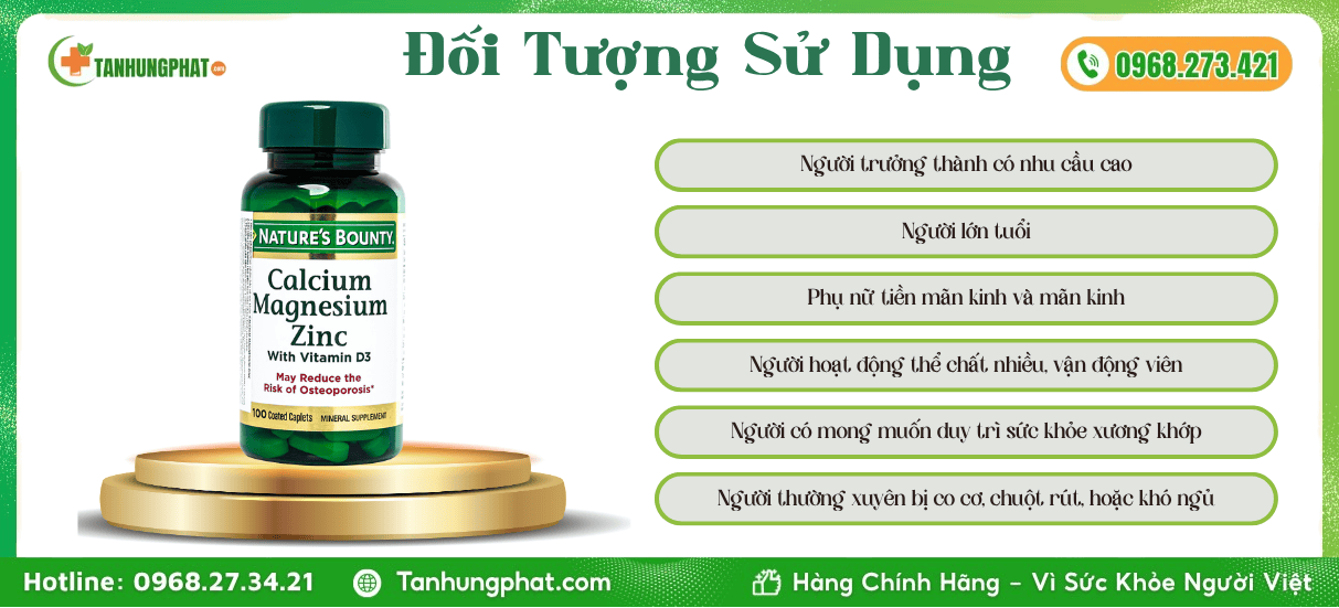 Đối Tượng Sử Dụng Nature's Bounty Calcium Magnesium Zinc D3