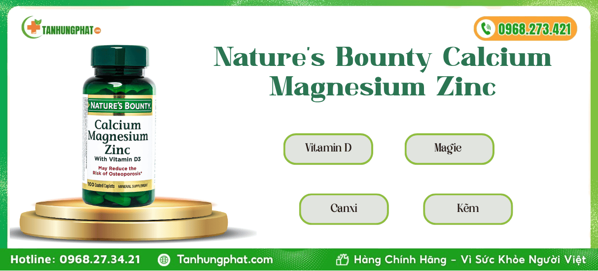 Giới Thiệu Nature's Bounty Calcium Magnesium Zinc D3