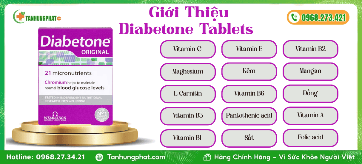 Giới Thiệu Viên uống Diabetone Tablets