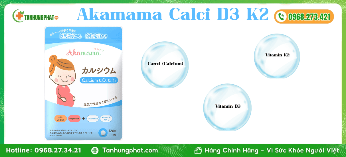 Giới thiệu Akamama Calci D3 K2 Nhật Bản