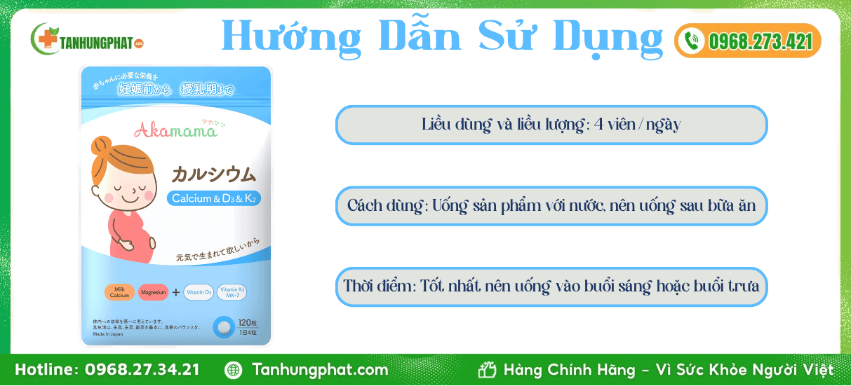Hướng Dẫn Sử Dụng Akamama Calci D3 K2 Nhật Bản