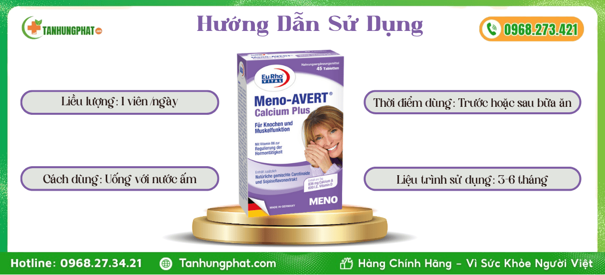 Hướng Dẫn Sử Dụng EuRho Vital Meno Avert Calcium Plus Đức