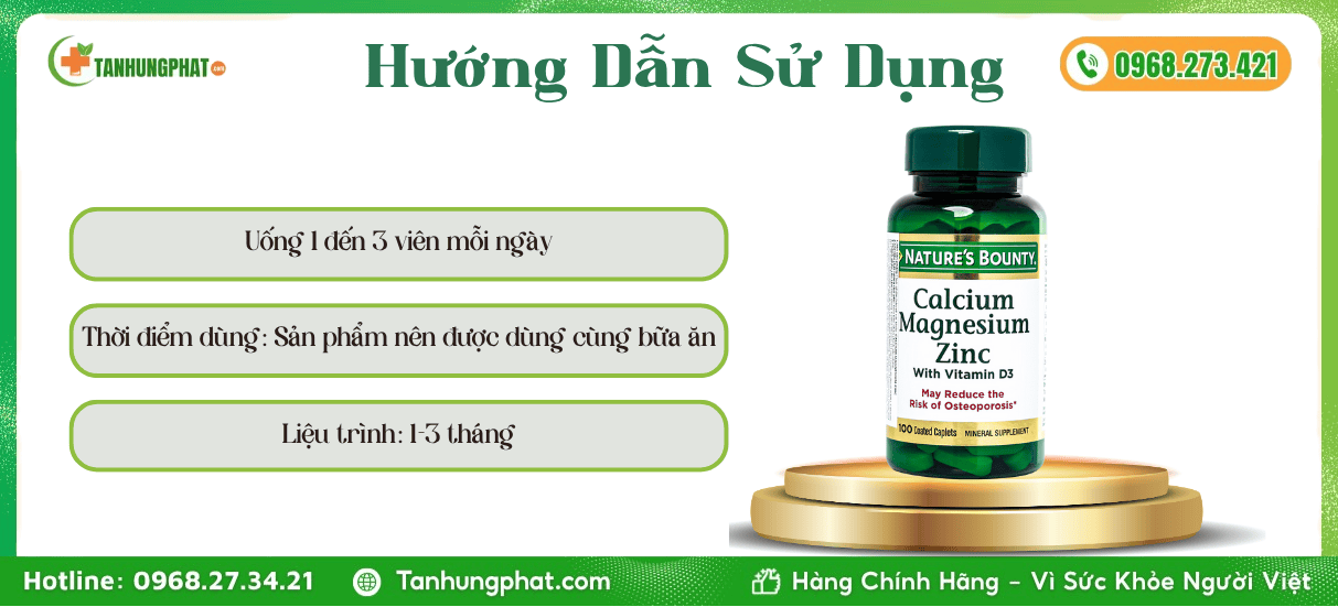 Hướng Dẫn Sử Dụng Nature's Bounty Calcium Magnesium Zinc D3