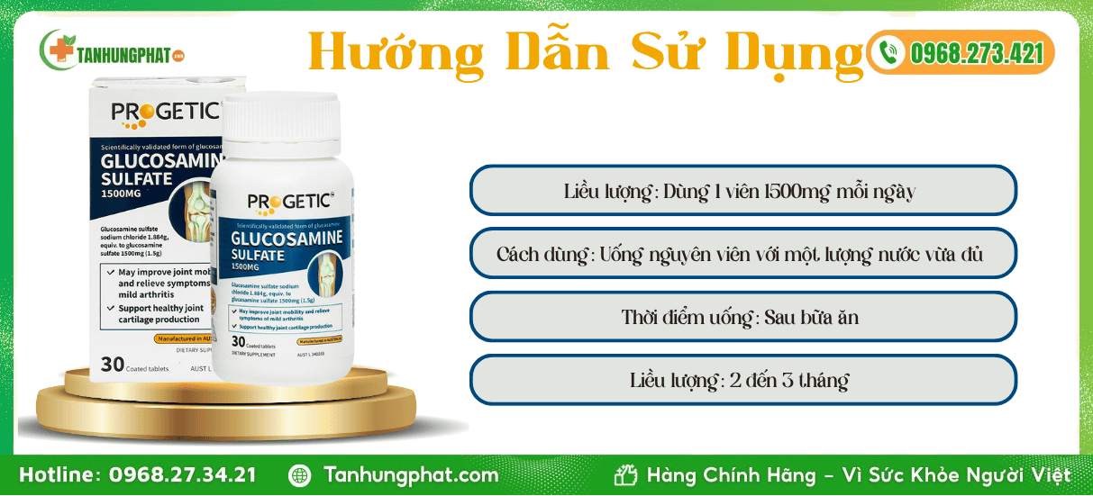Hướng Dẫn Sử Dụng Progetic Glucosamine Sulfate 1500Mg